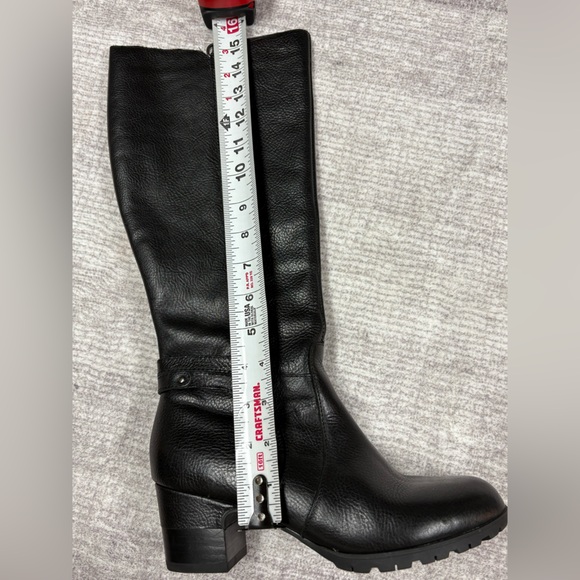 Jambu Chai Women Heeled Tall Leather Boots Size 6.5 Black Almond Toe Zip Neutral - Picture 4 of 10